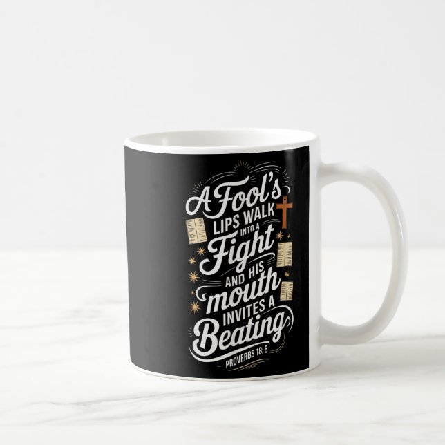 Caneca De Café Proverbs 18 6 _ Bible Verse  (Direita)
