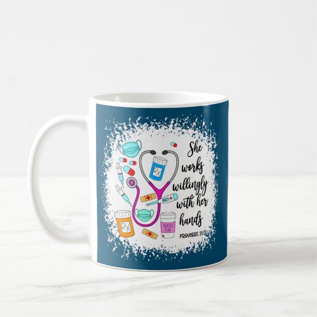 Caneca De Café Proverbs 31 Enfermeira Que Trabalha Com Ela (Esquerda)