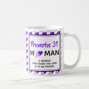 Caneca De Café PROVERBS 31 MULHERES Corações Roxos Cristão