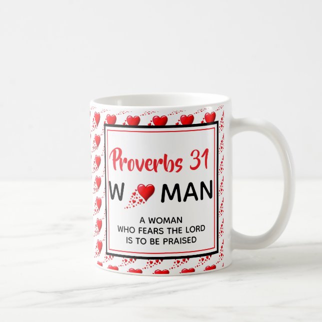 Caneca De Café PROVERBS 31 MULHERES Corações Vermelhos Cristão (Direita)
