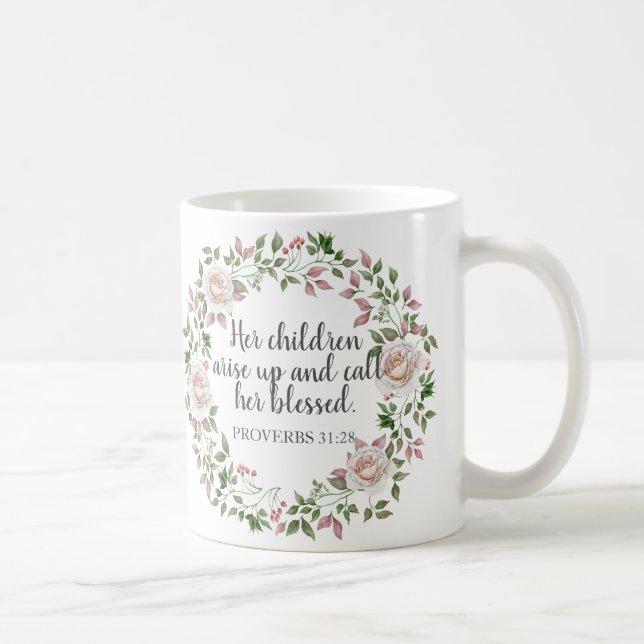 Caneca De Café Proverbs 31 Seus Filhos A Chamam De Abençoada (Direita)