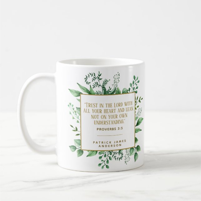 Caneca De Café Proverbs 3:5 Confiança no Lord Custom Christian (Esquerda)