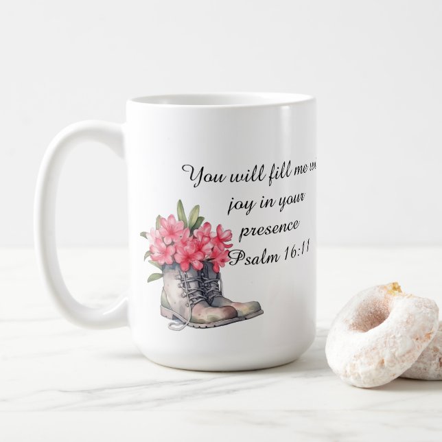 Caneca De Café Psalm 16:11 (Com Donut)