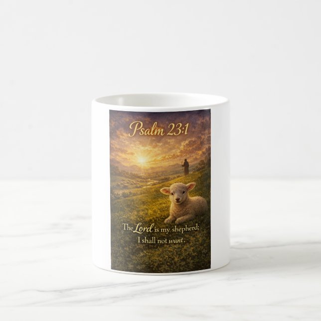 Caneca De Café Psalm 23:1 Christian Lamb Coffee Mug (Centro)