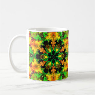 Caneca De Café Psicodélica Flor de Hipópio Verde Laranja e Amar