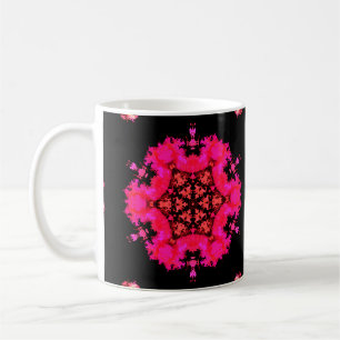 Caneca De Café Psicodélica Flor Hippie Rosa e Preto