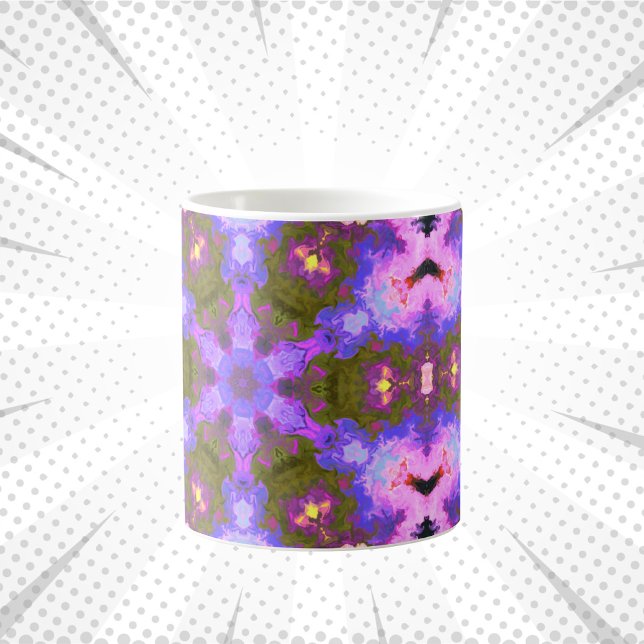 Caneca De Café Psicodélica Flor Roxo e Azul (Criador carregado)