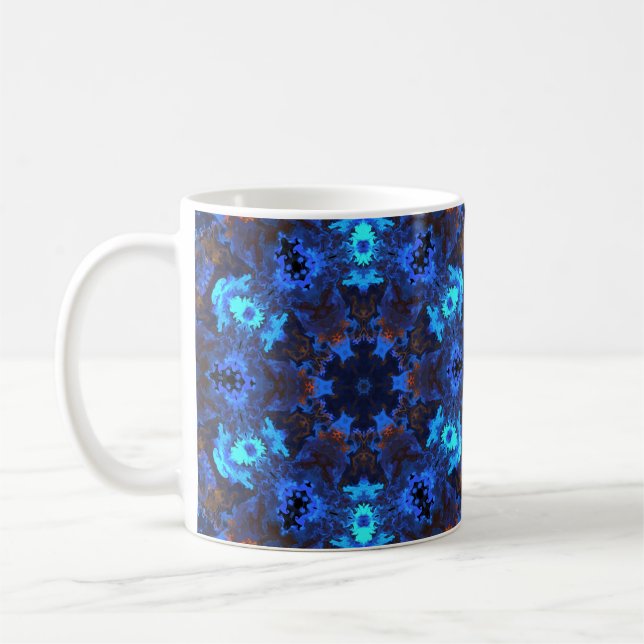 Caneca De Café Psicodélico Azul Hippie e Laranja (Esquerda)