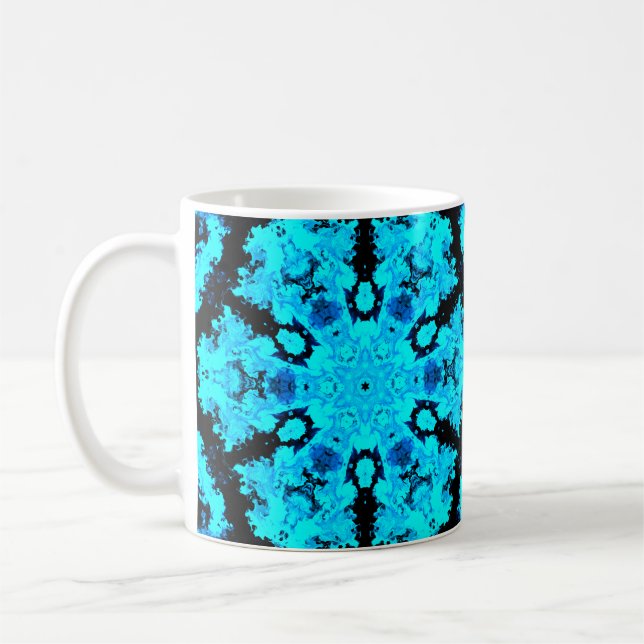 Caneca De Café Psicodélico Azul Hippie e Preto (Esquerda)