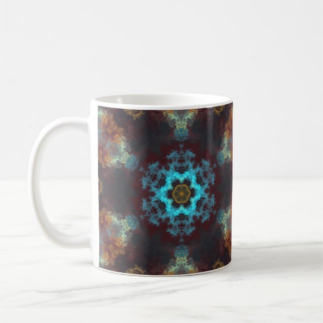 Caneca De Café Psicodélico Flor Azul, Vermelho e Amarelo (Esquerda)