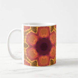 Caneca De Café Psicodélico Flor Laranja Púrpura e Amarelo