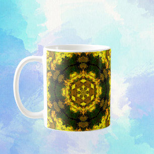 Caneca De Café Psicodélico, Hippie Amarelo e Verde