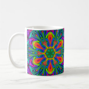 Caneca De Café Psicodélico Hippie Flor Arco-Íris