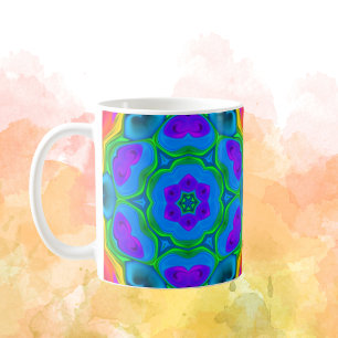 Caneca De Café Psicodélico Hippie Flor Arco-Íris
