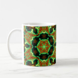 Caneca De Café Psicodélico Hippie Verde e Laranja