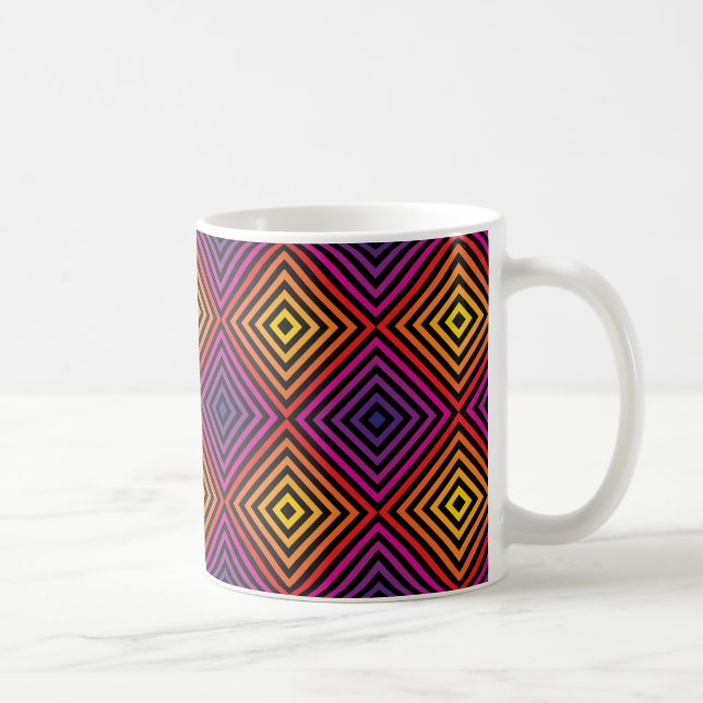 Caneca De Café Psicodélico Rainbow Chevron Patterno (Direita)