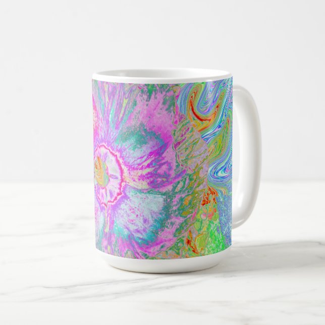 Caneca De Café Psicodélico, Rosa Quente e Hibisco Ultra-Violeta (Frente Esquerda)