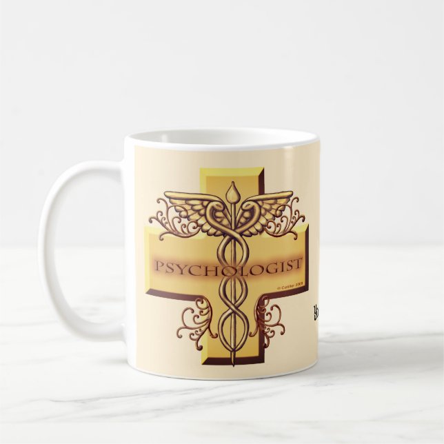 Caneca De Café Psicóloga Cross Caduceus (Esquerda)