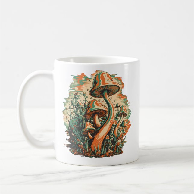 Caneca De Café Psychedelic Mushroom Fantasy Art (Esquerda)