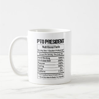 Caneca De Café Pto President Nutrition Facts Coffee Mug