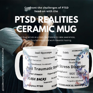 Caneca De Café PTSD Realidades Conscientizando a Cama Cerâmica