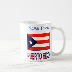Caneca De Café Puerto Rico Bandeira Porto-Riquenha Azul Personali