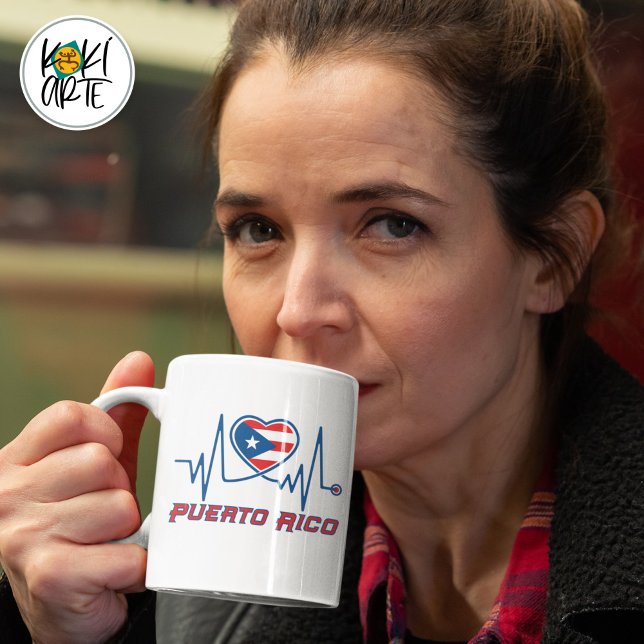 Caneca De Café Puerto Rico Strong Heartbeat (Criador carregado)
