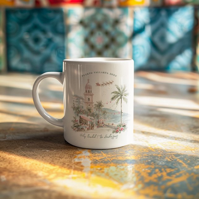 Caneca De Café Puerto Vallarta Christmas | Personalized Photo (Criador carregado)