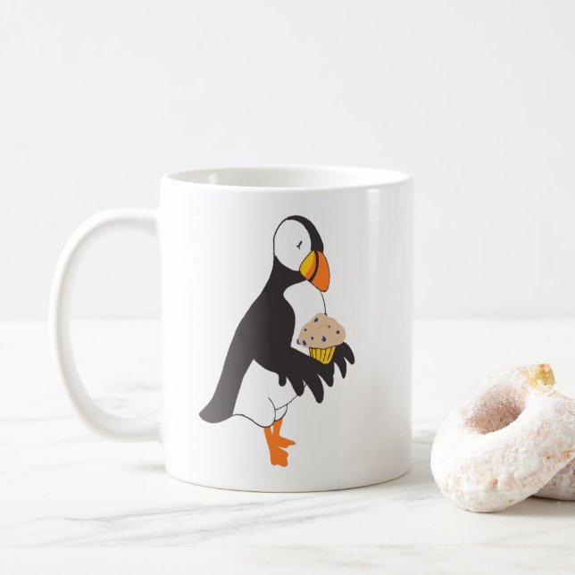 Caneca De Café Puffin com Muffin (Com Donut)