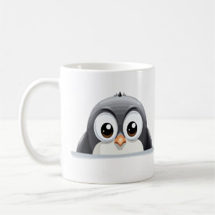 Caneca De Café Puffin Peeking Bonito Adorável Animação Engraçada