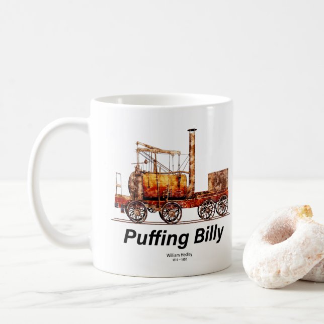 Caneca De Café Puffing Billy Steam Train Locomotive Inglês (Com Donut)