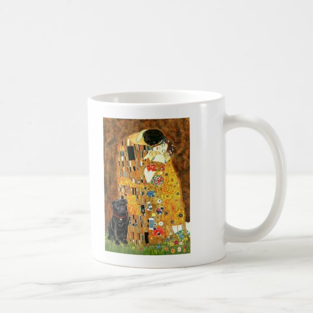 Caneca De Café Pug 13 (preto) - O Beijo (Direita)
