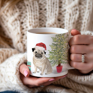 Caneca De Café Pug 1rua Natal Personalizado