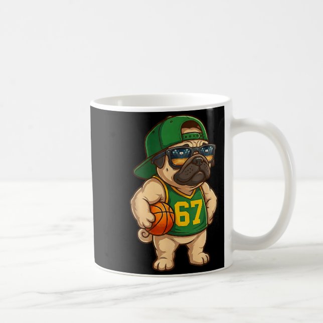 Caneca De Café Pug Basketball Dog 67 Gen Alpha Slang Srts Men Boy (Direita)