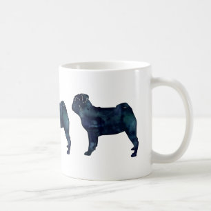 Caneca De Café Pug black watercolor silhouhum