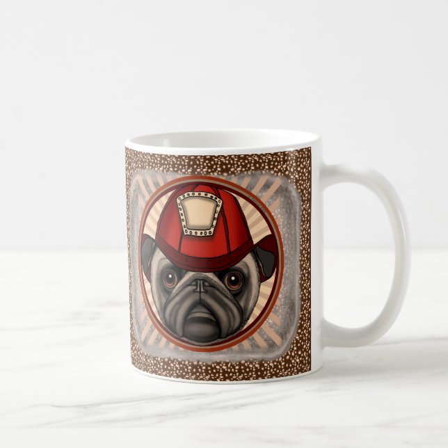 Caneca De Café Pug Bombeiro (Direita)