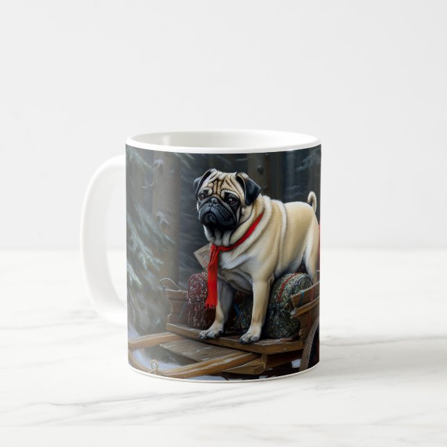 Caneca De Café Pug Christmas Fesason Season (Frente Esquerda)