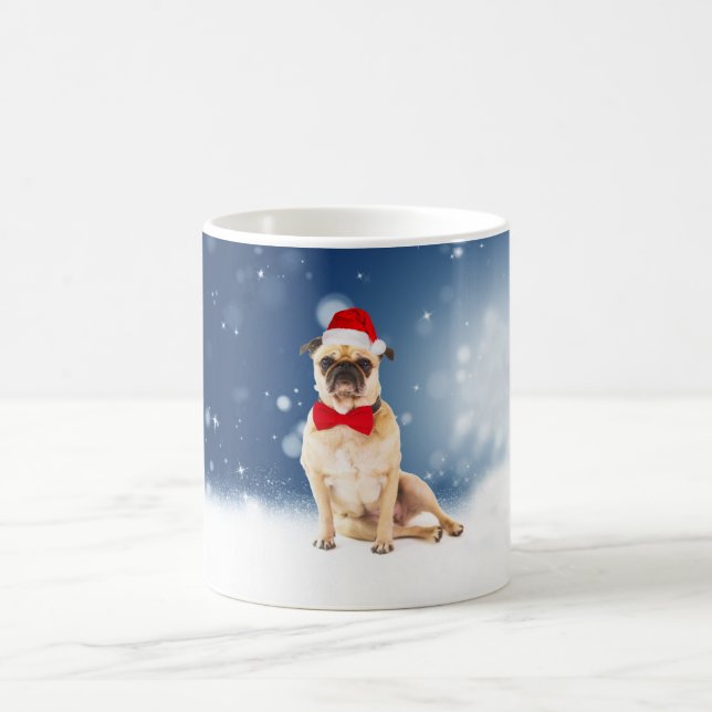 Caneca De Café Pug com Papai Noel de Natal (Centro)