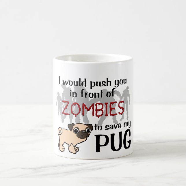 Caneca De Café Pug contra zombis (Centro)