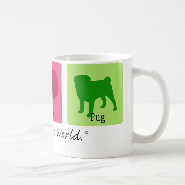 Caneca De Café Pug do amor da paz (Direita)