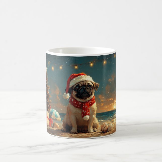 Caneca De Café Pug Dog Christmas Vintage Beach (Centro)