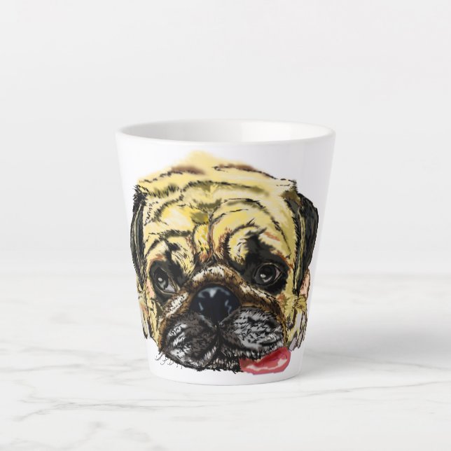 Caneca de Café Pug Dog Latte (Frente)