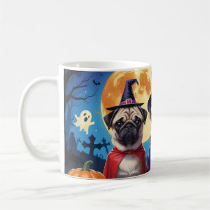 Caneca De Café Pug Dog Pumpkin Halloween Engraçado