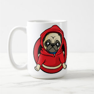 Caneca De Café Pug em Capuz Vermelho