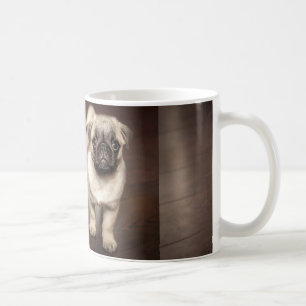 Caneca De Café pug-filhote de cachorro no sepia