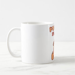 Caneca De Café Pug Fofo No Outono De Abóbora Engraçado
