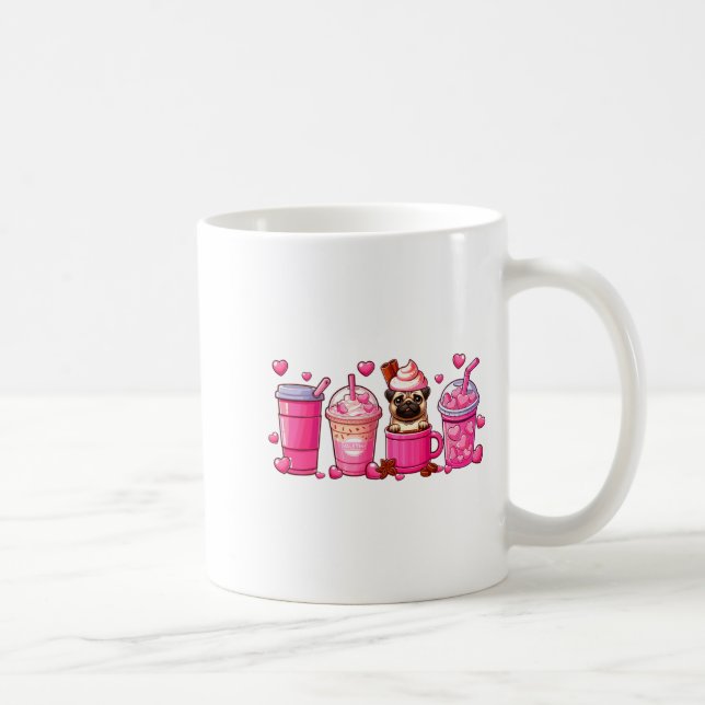 Caneca De Café Pug Inside Cup Coffees Lover Valentines Day Heart  (Direita)