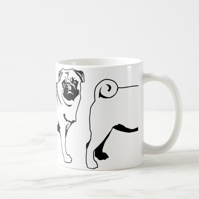 Caneca De Café Pug Mops (Direita)