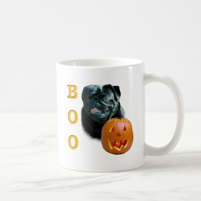 Caneca De Café Pug (preto) Boo (Direita)
