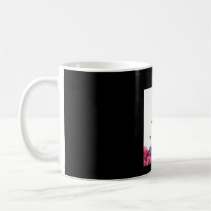 Caneca De Café Pug Preto Com Borboletas Azuis E Gerberas
